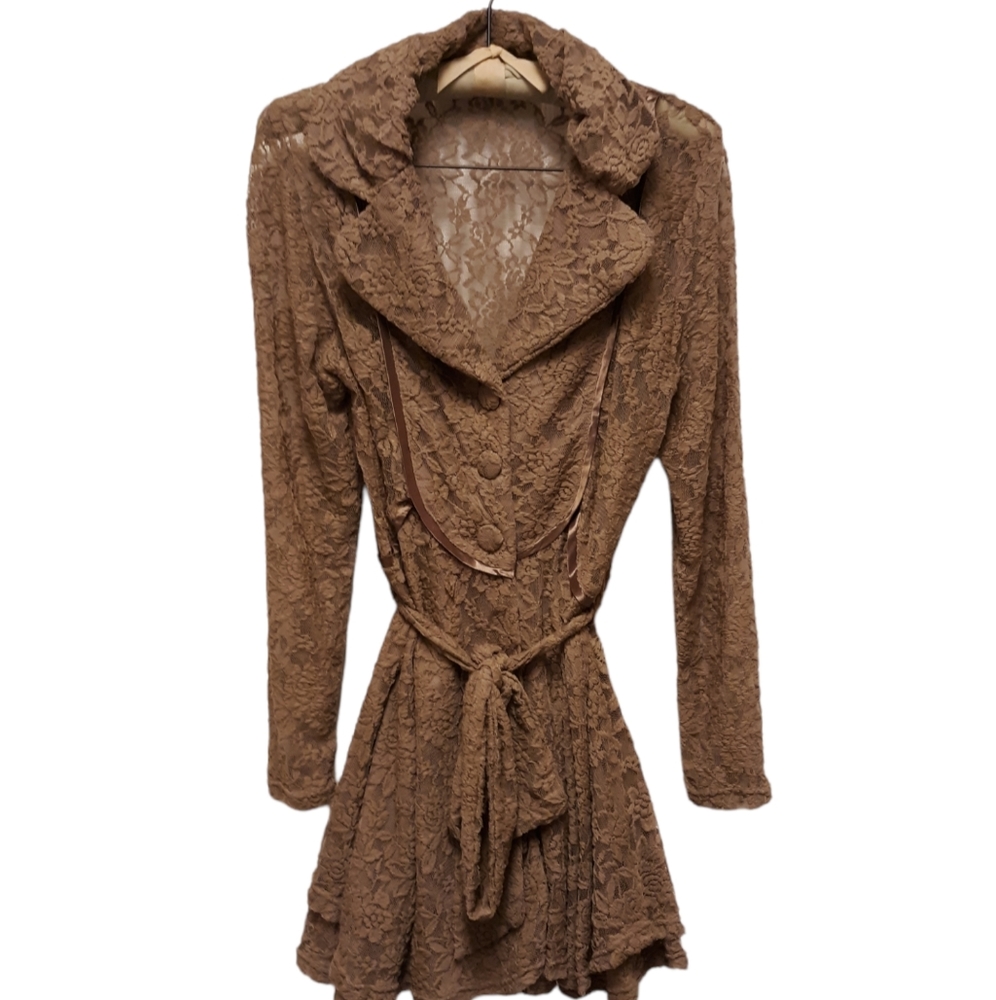 Elegant Brown Lace Women Sweater